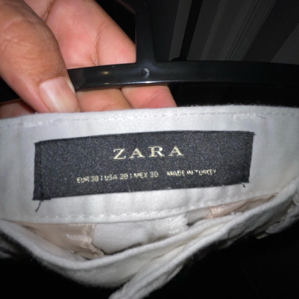 White Zara jeans navy blue stripe
